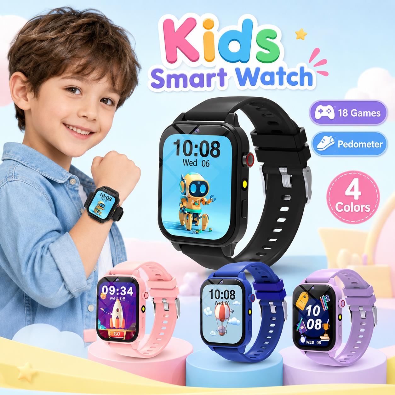 Smartwatch Digital Watches For Girls - Smartwatch-Spiele für Kinder 18 Puzzle-Spiele Schlafüberwachung