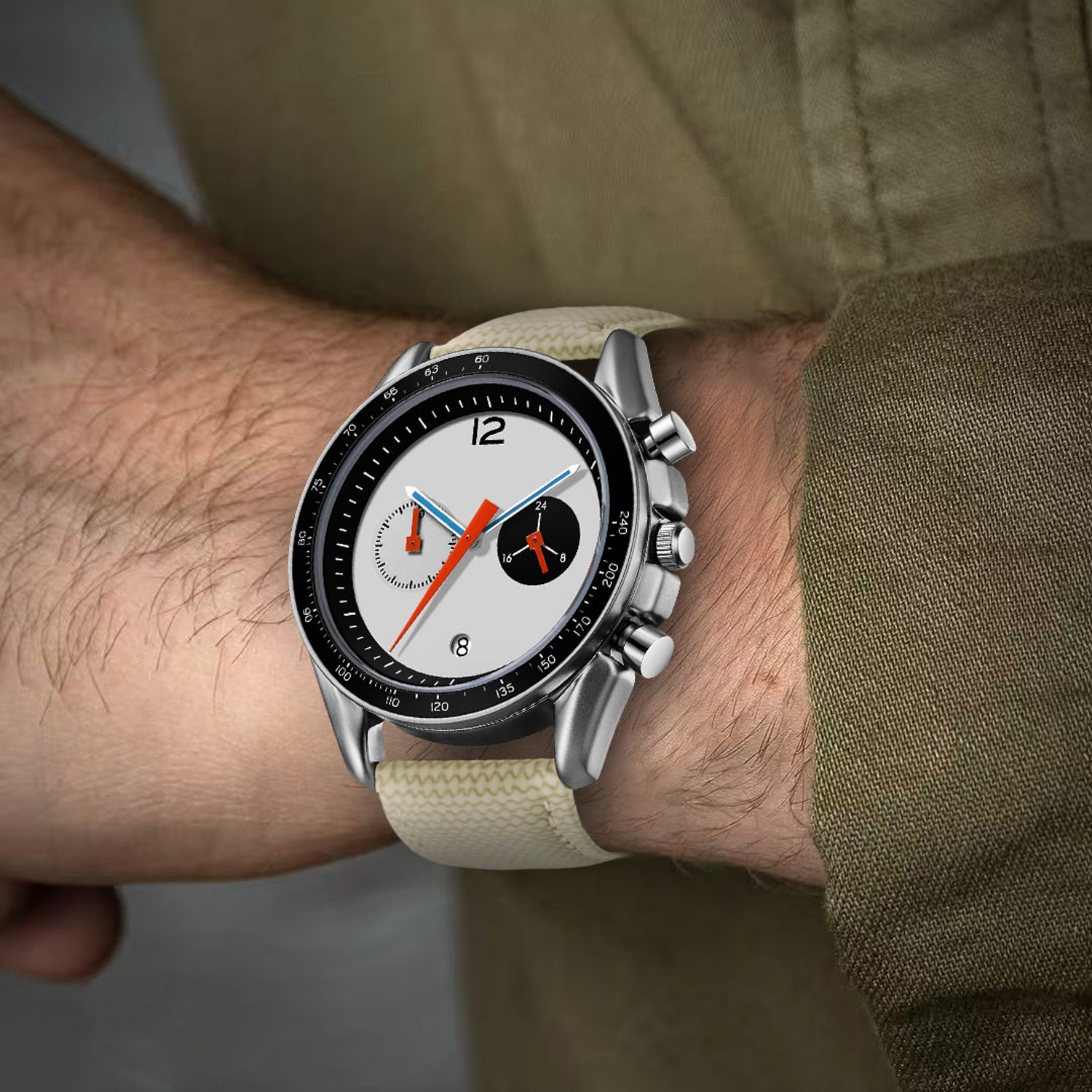 Smartwatch Vintage Watches For Men - CILOA Vintage Racing Chronograph Herrenuhr Beige
