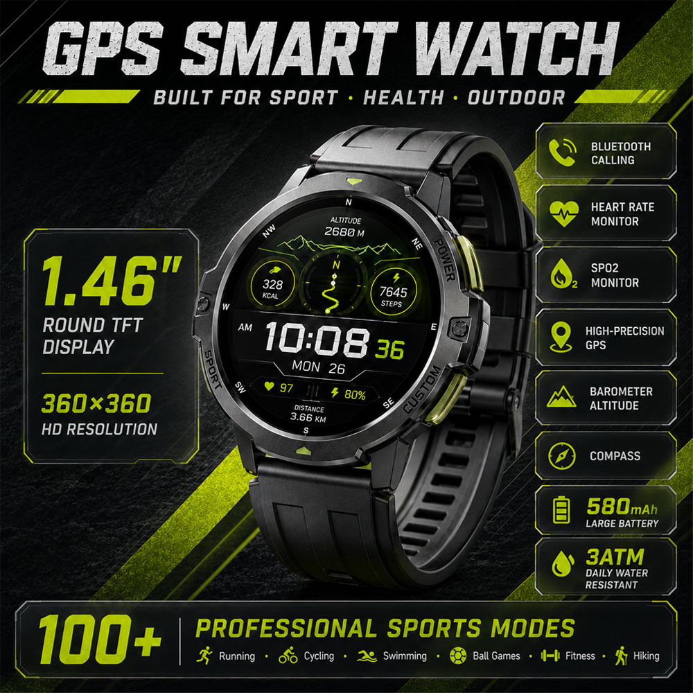 Smartwatch Timex Watches For Men - NEUE Militärische GPS-Smartwatch 3ATM Wasserdicht 580mAh